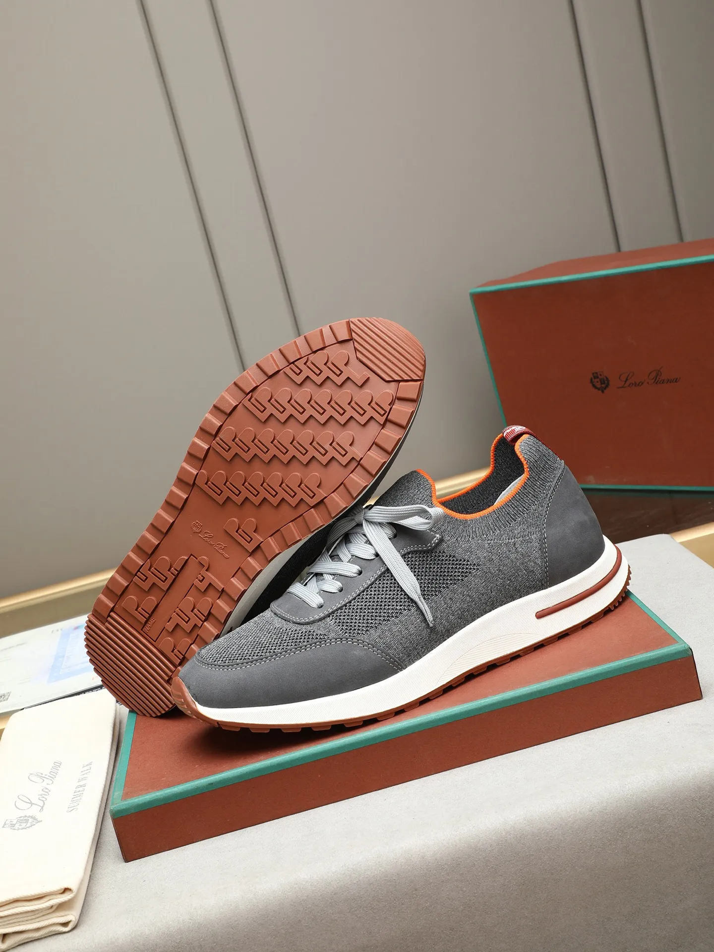 Men's shoes 💰420 LP new product on sale Loro Piana knitted sneakers | Made of Wish wool blended fabric | The upper is made of unique knitted fabrics